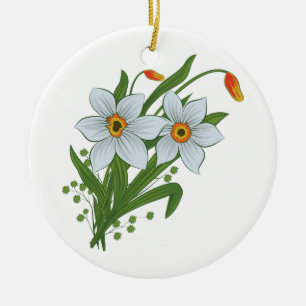 Ornement En Céramique Tulipes et fleurs de jonquilles