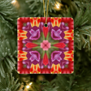 Ornement En Céramique Tulips Kaleidoscope