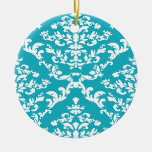 Ornement En Céramique Turquoise Bold Damassé chez Emporiomoffa