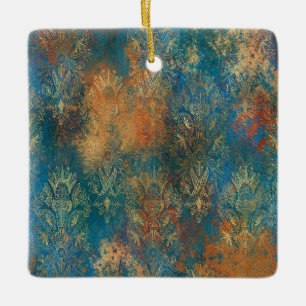 Ornement En Céramique Turquoise Cooper Patina