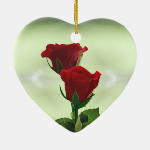 Ornement En Céramique Twin Flame amour roses rouges