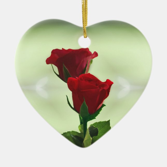 Ornement En Céramique Twin Flame amour roses rouges (Devant)
