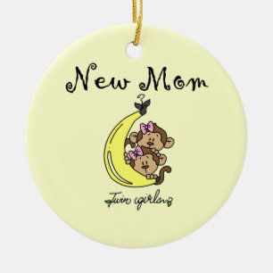 Ornement En Céramique Twin Girls Nouveau cadeau maman