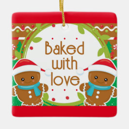 Ornement En Céramique Twins Jolly Gingerbread Hommes cuits avec amour