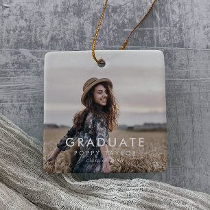 Ornement En Céramique Typographie chic Grad Photo Graduation Noël