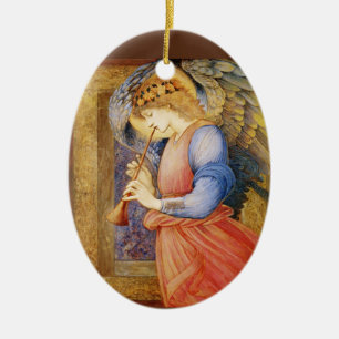 Ornement En Céramique Un Ange Jouant Un Flageolet