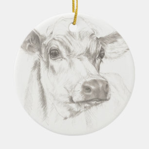 Ornement En Céramique Un dessin d'une jeune vache