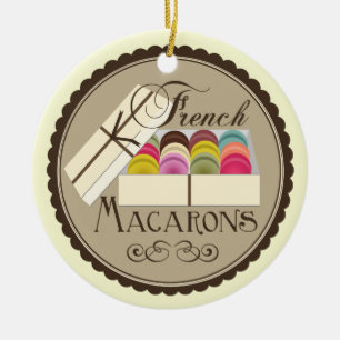 Ornement En Céramique Un douzaine Français Macarons dans une