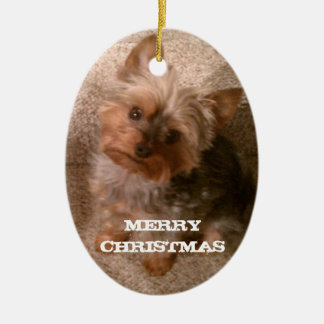 Ornement En Céramique Un Joyeux Noël de Yorkie