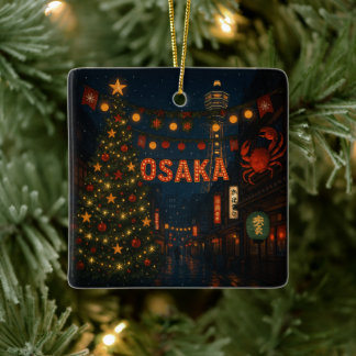 Ornement En Céramique Un merveilleux Noël nocturne à Osaka