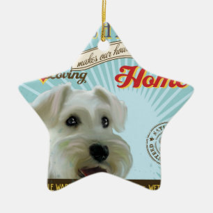 Ornement En Céramique Un mini Schnauzer affectueux fait notre maison de