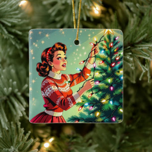 Ornement En Céramique Un Noël rétro drôle sarcastique et nostalgique