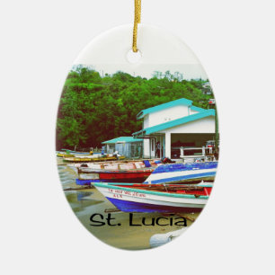 Ornement En Céramique Un village de pêche au St Lucia
