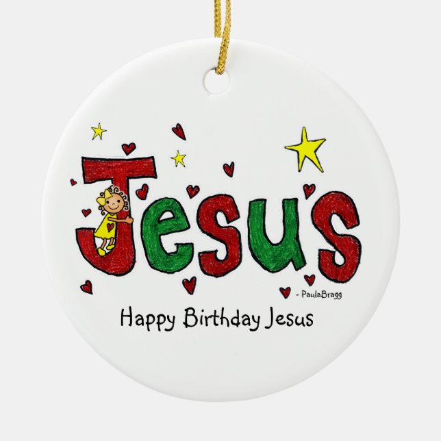 Ornement En Céramique Une étreinte de Jésus de joyeux anniversaire de (Devant)