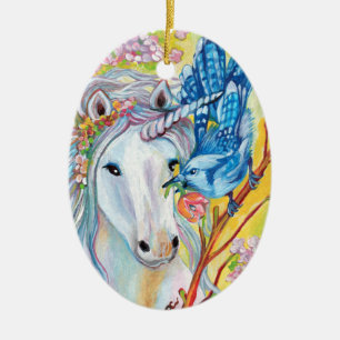 Ornement En Céramique Unicorne de printemps