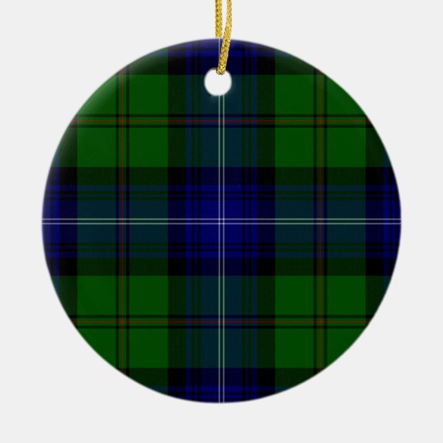 Ornement En Céramique Urquhart tartan bleu vert plaid (Devant)