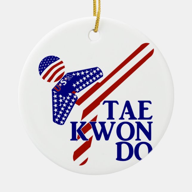 Ornement En Céramique USA Patriotique Martial Arts TAEKWONDO (Devant)