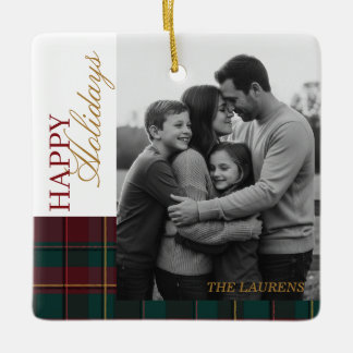 Ornement En Céramique Vacances familiales classiques en tartan