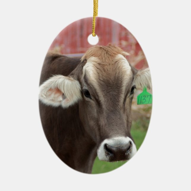 Ornement En Céramique Vache à Suisse Brown (Devant)