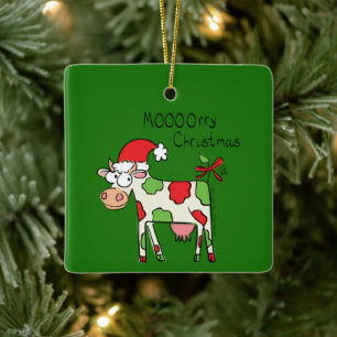Ornement En Céramique Vache drôle dessin animé Noël vacances