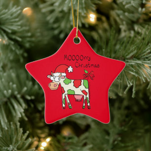 Ornement En Céramique Vache Noël Mignons Enfants