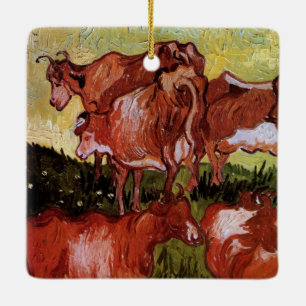 Ornement En Céramique Vaches (d'après Jordaens) par Vincent van Gogh