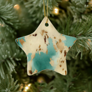 Ornement En Céramique Vachure d'or blanc turquoise