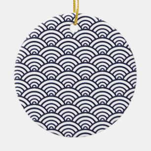 Ornement En Céramique Vagues bleues japonaises Seigaiha Mer