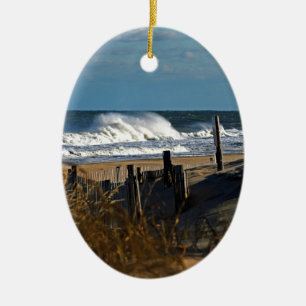 Ornement En Céramique Vagues et dunes d'automne à la plage