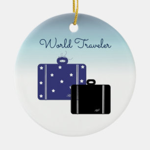 Ornement En Céramique Valise World Traveller