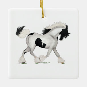 Ornement En Céramique Vannière tzigane Personnalisé Cheval de Noël Po