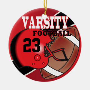 Ornement En Céramique Varsity Red and Black Football
