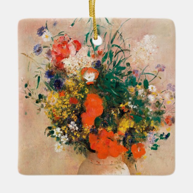 Ornement En Céramique Vase des fleurs de Redon Post-impressionniste (Devant)
