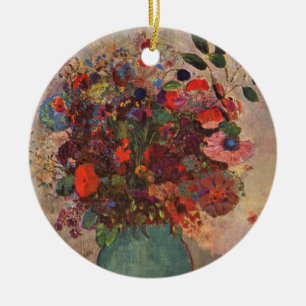 Ornement En Céramique Vase turque par Odilon Redon, Fleurs Vintages Art