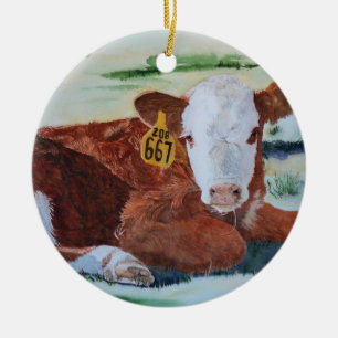 Ornement En Céramique Veau de Hereford