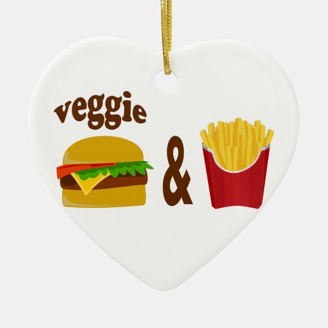 Ornement En Céramique Veggie Burger et Fries (Devant)
