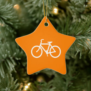 Ornement En Céramique Vélo blanc et orange
