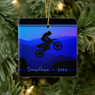 Ornement En Céramique Vélo de nuit personnalisé Noël Motocross