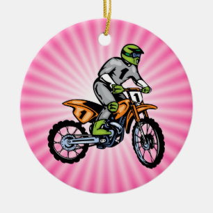 Ornement En Céramique Vélo Rose.