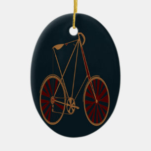 Ornement En Céramique Vélo vintage de rouge bleu de vieille école de