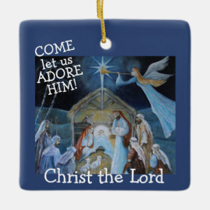 Ornement En Céramique Venez L'Adorer, Christ Seigneur, Nativité