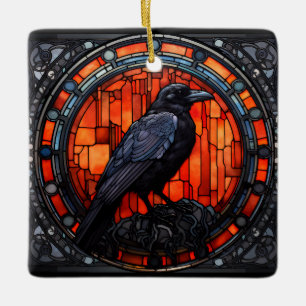 Ornement En Céramique Verre Éffrayant Raven