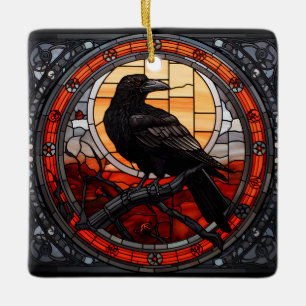 Ornement En Céramique Verre Éffrayant Raven