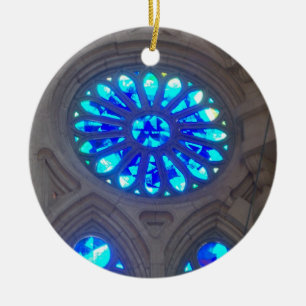 Ornement En Céramique Verre souillé de bleu