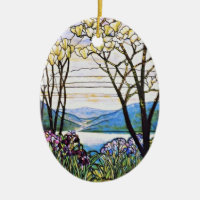 Verre souillé de Tiffany de paysage d'Idellic