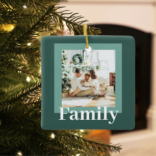 Ornement En Céramique Vert moderne Photo Cadeau familial