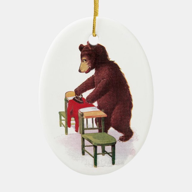 Ornement En Céramique Vêtements repassants d'ours de nounours (Devant)