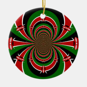 Ornement En Céramique Vibrant Kenya Vision : Drapeau kényan en miroir