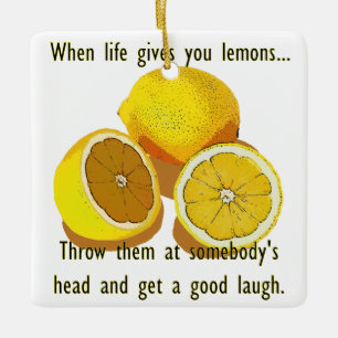Ornement En Céramique Vie Citrons Humour foncé Funny Fruit Jaune