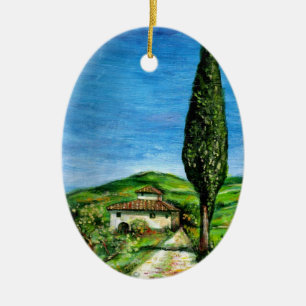 ORNEMENT EN CÉRAMIQUE VIEILLE MAISON D'ARBUSTES DE TUSCANE